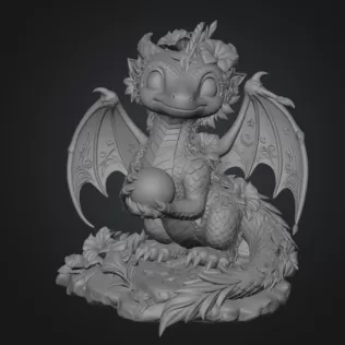 Cute Moonlight Dragon with Crystal Orb STL File for 3D Print - Model thumbnail 9