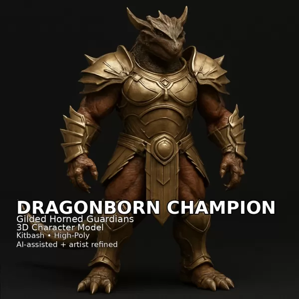 Golden Beast Guardians – Gilded Horned Character Pack (10 Models - Model preview 16