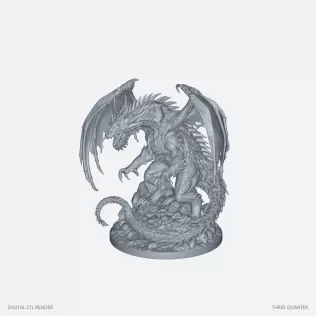 Ancient Winged Dragon Statue - STL - Model thumbnail 2
