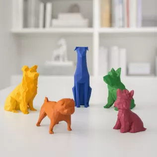 3D Low Polygonal Dog Set, French Bulldog; Doberman; Collie; Pug; - Model thumbnail 2