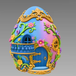 Fantasy Egg House – STL File 3D Printable - Model thumbnail 3