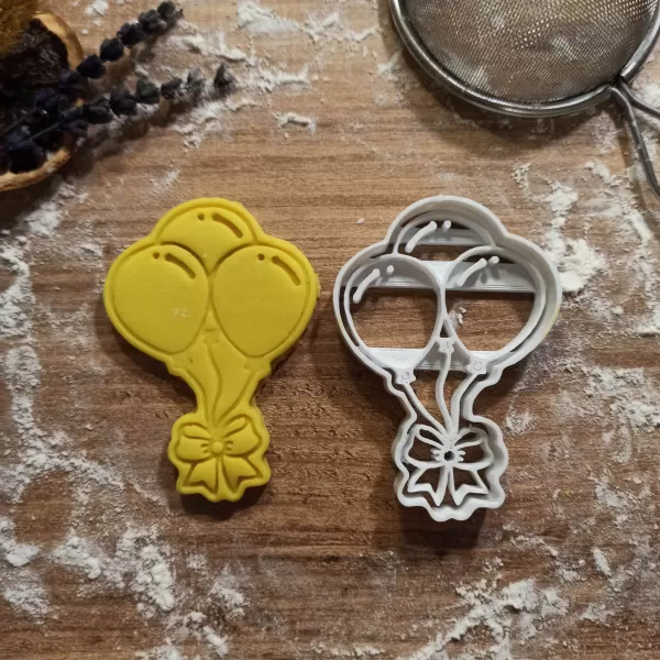 Happy Birthday Balloons Cookie & Clay Cutter, Cookie Biscuit - Model preview 3