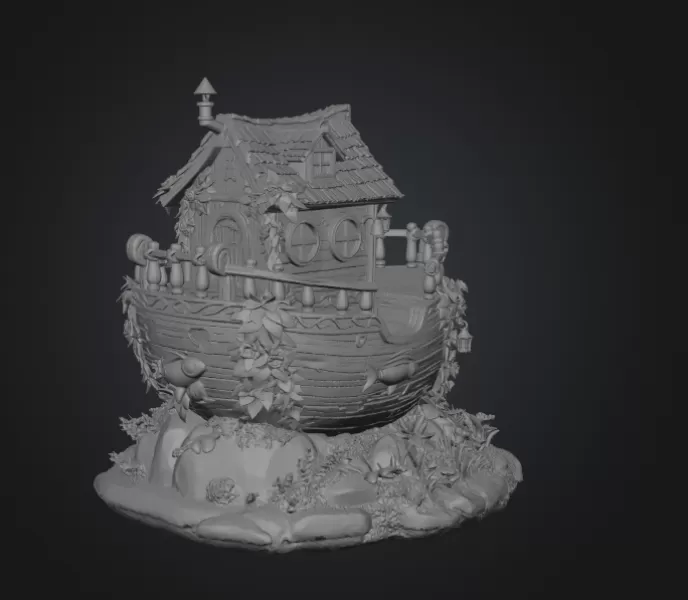 Enchanted Ship Cottage STL File 3D Print - Model preview 9