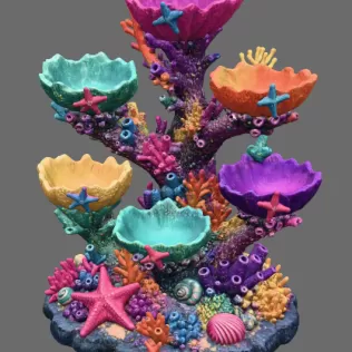 Colorful Coral Reef Tree Organizer STL File for 3D Print - Model thumbnail 7