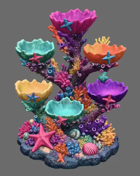 Colorful Coral Reef Tree Organizer STL File for 3D Print - Model preview 7