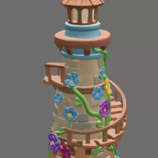 Fantasy Spiral Tower House STL File 3D Printable Fairy Tower - Model thumbnail 5