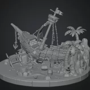 Pirate Treasure Island Shipwreck STL File for 3D Print - Model thumbnail 13