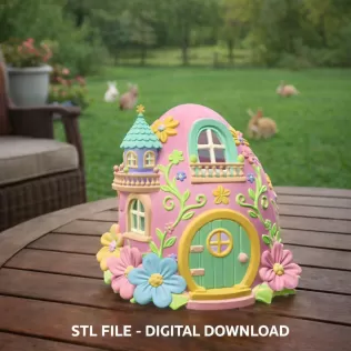 Fantasy Egg Fairy House STL File 3D Printable - Model thumbnail 2