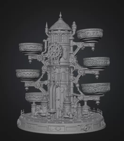 Steampunk Key & Jewelry Organizer STL File for 3D Print - Model preview 15