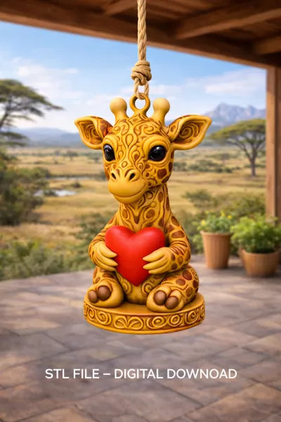 Giraffe with Heart – STL File | Digital Download - Model preview 2