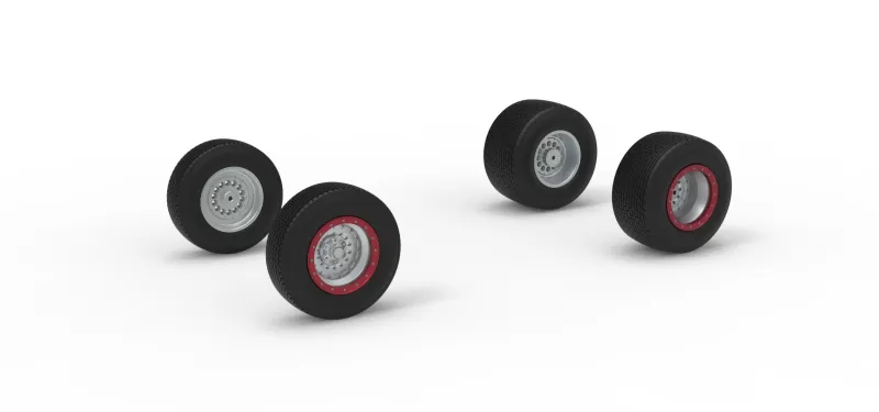 Wheel Set of Dirt Silver Crown Champ car Scale 1:25 - Model preview 1