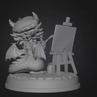 Cute Artist Dragon STL File for 3D Print - Model thumbnail 10