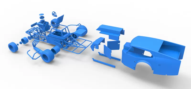 Vintage Dirt Modified stock car Version 5 Scale 1:25 - Model preview 30