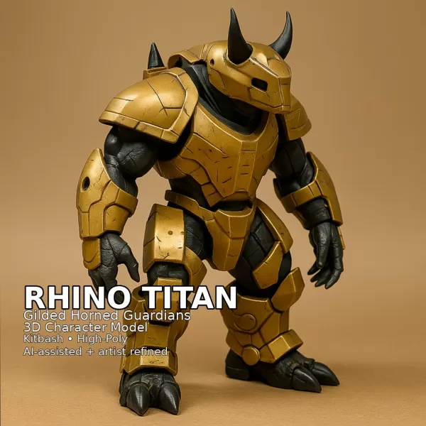 Golden Beast Guardians – Gilded Horned Character Pack (10 Models - Model preview 2
