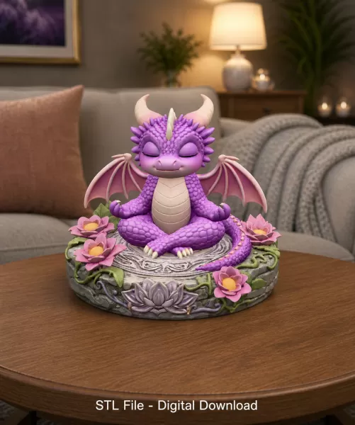 Meditating Baby Dragon STL File for 3D Print - Model preview 2
