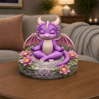 Meditating Baby Dragon STL File for 3D Print - Model thumbnail 2