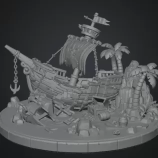 Pirate Treasure Island Shipwreck STL File for 3D Print - Model thumbnail 12