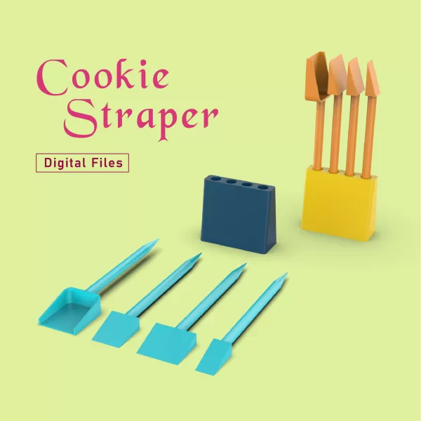 Cookie Scribe/Scraper Tool Set; 4 pcs. & Holder, 3D Cookie Tool - Model preview 4