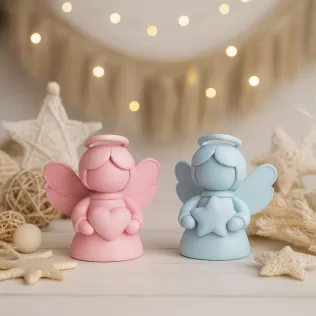 Cute Christmas Angel Figure Set | 2 pcs Guardian Angels | Heart - Model thumbnail 3