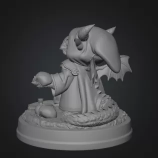 Cute Fantasy Mage Dragon STL File for 3D Printing - Model thumbnail 9