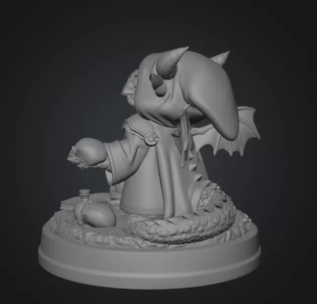 Cute Fantasy Mage Dragon STL File for 3D Printing - Model preview 9
