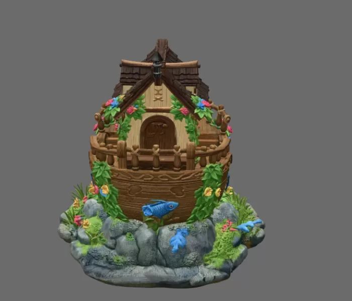 Enchanted Ship Cottage STL File 3D Print - Model preview 5