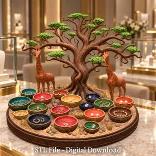 African Savanna Giraffe Bowl Organizer STL File for 3D Print - Model thumbnail 6