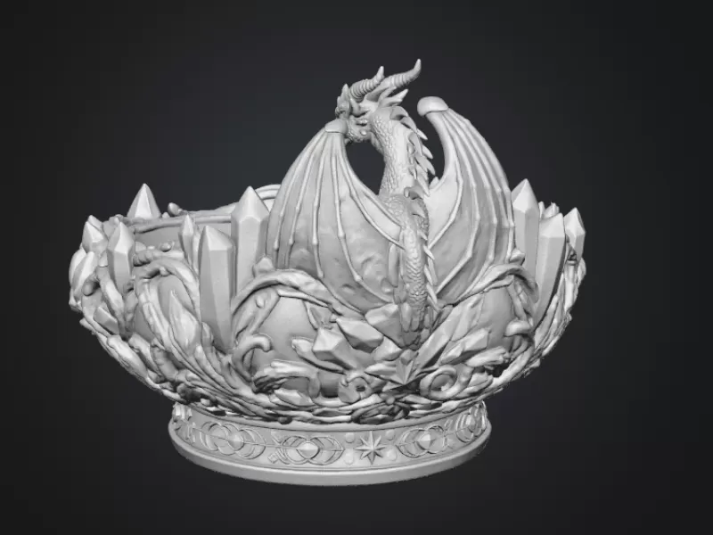 Celestial Crystal Dragon Bowl STL File for 3D Print - Model preview 16