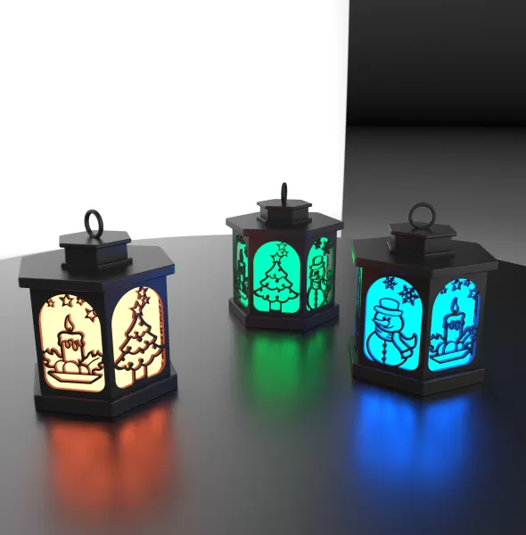 3D Christmas Lamp, Christmas Lantern, Night Light, Candle Holder - Model preview 4