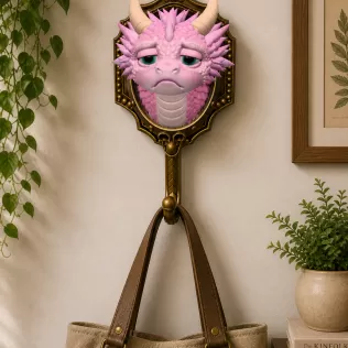 Grumpy Dragon Wall Hook STL File for 3D Print - Model thumbnail 2