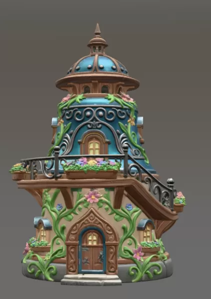 Fantasy Bell Tower House STL File for 3D Print - Model preview 3