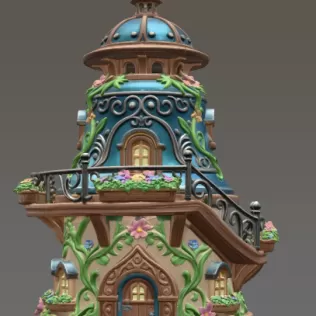 Fantasy Bell Tower House STL File for 3D Print - Model thumbnail 3