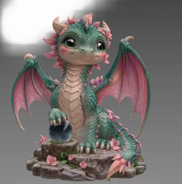 Blossom Baby Dragon STL File for 3D Print - Model preview 7