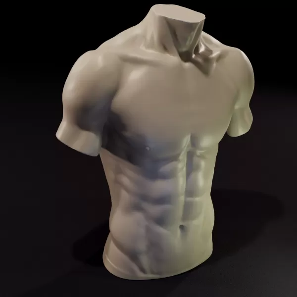Candle with detailed muscular male torso - Model preview 1