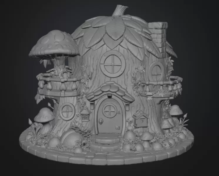 Enchanted Tree House Cottage STL File for 3D Print - Model preview 11