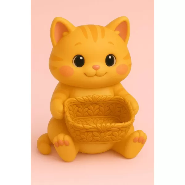 Cute Cat Holding a Gift Basket - Model preview 1