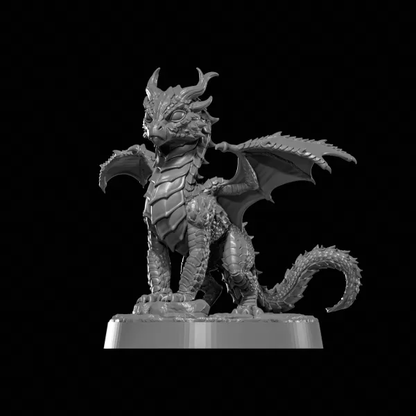Baby Dragon stl file 3d printing, 3d print file, miniature - Model preview 2