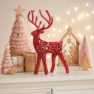 3 pcs. Miniature Modern Deer Family, Voronoi Diagram Christmas - Model thumbnail 1