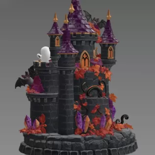 Haunted Halloween Castle LED Candle Holder STL File for 3D Print - Model thumbnail 9