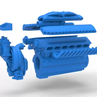 Engine V12 of Vintage Dragster Version 2 Scale 1:25 - Model thumbnail 18