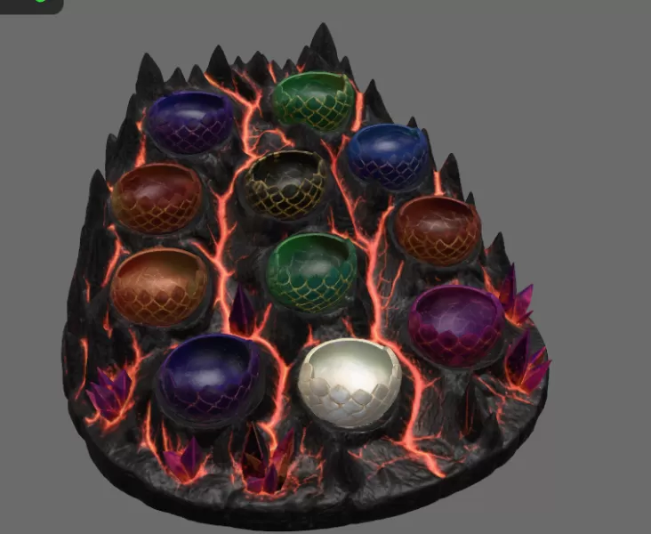Volcanic Dragon Egg Mountain Organizer STL File for 3D Print - Model preview 7