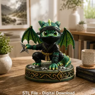 Cute Fantasy Ninja Dragon STL File for 3D Printing - Model thumbnail 2