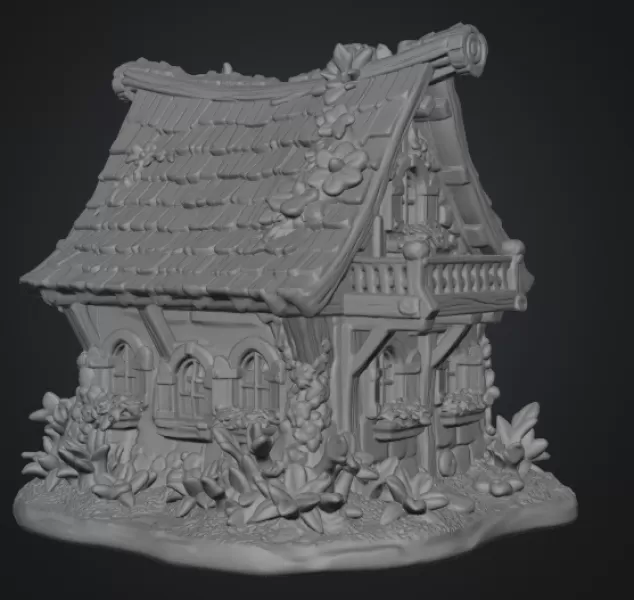 Enchanted Bloom Cottage STL File for 3D Printing - Model preview 12