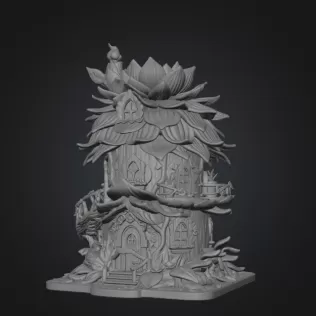 Whimsical Blossom Cottage STL File for 3D Printing - Model thumbnail 10