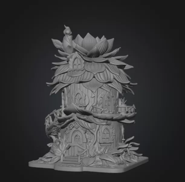 Whimsical Blossom Cottage STL File for 3D Printing - Model preview 10