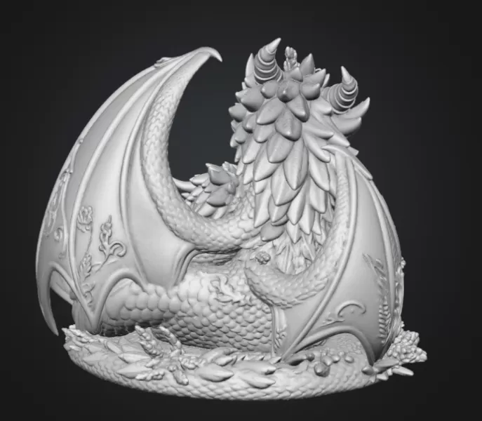 Lavender Dragon Mother and Baby STL File for 3D Print - Model preview 12