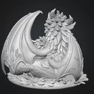 Lavender Dragon Mother and Baby STL File for 3D Print - Model thumbnail 12
