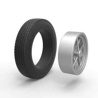 Front wheel of old school dragster Version 6 Scale 1:25 - Model thumbnail 9