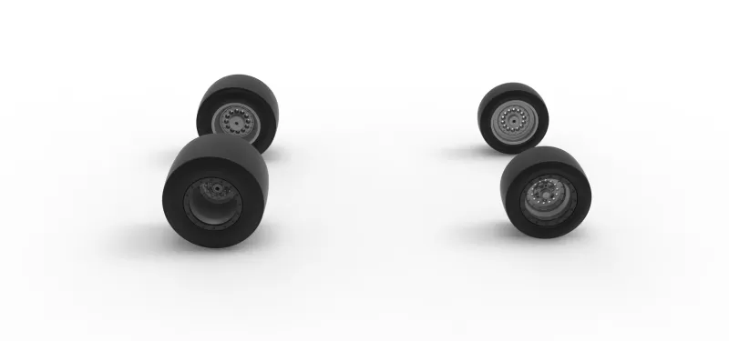 Wheel Set of Vintage Pavement Silver Crown Car Scale 1:25 - Model preview 9