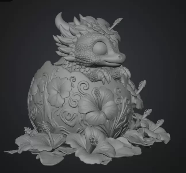 Hibiscus Hatchling Dragon STL File for 3D Print - Model preview 17